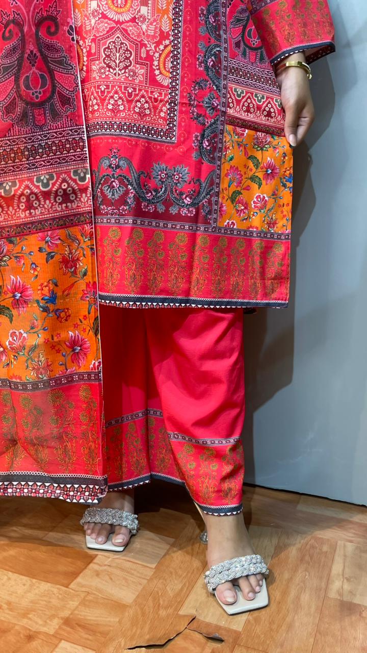 Orchid Premium Silk 3pcs with Texture Dupatta - Image 4